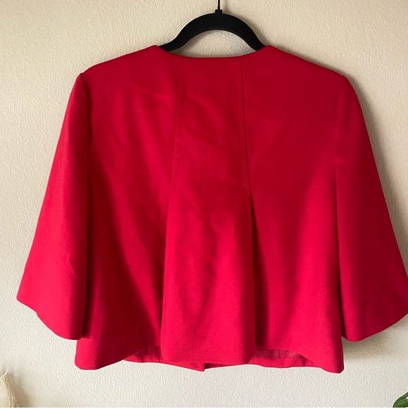 Ann Taylor LOFT Red Crop Blazer Suit Jacket Business Buttons - Picture 2 of 6